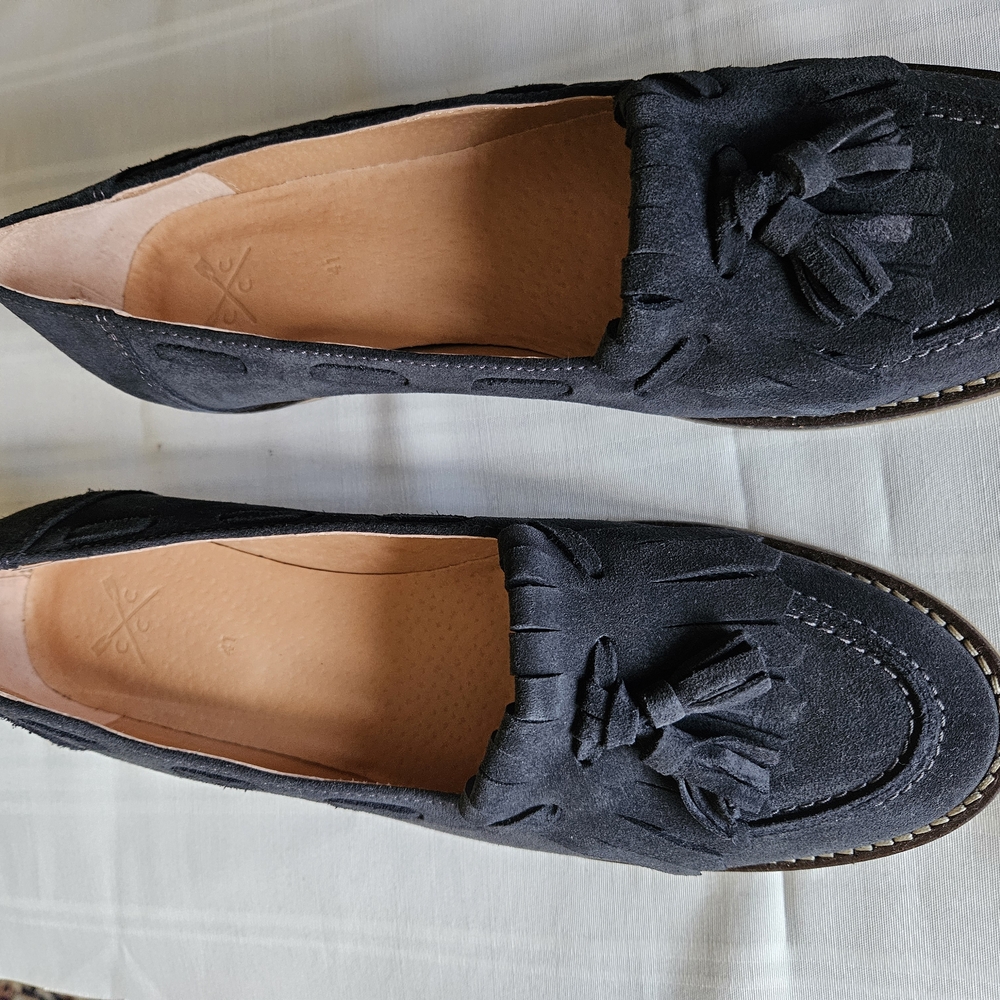 Tassel Suede Loafers - Navy Blue Women’s Flats - Picture 7 of 7